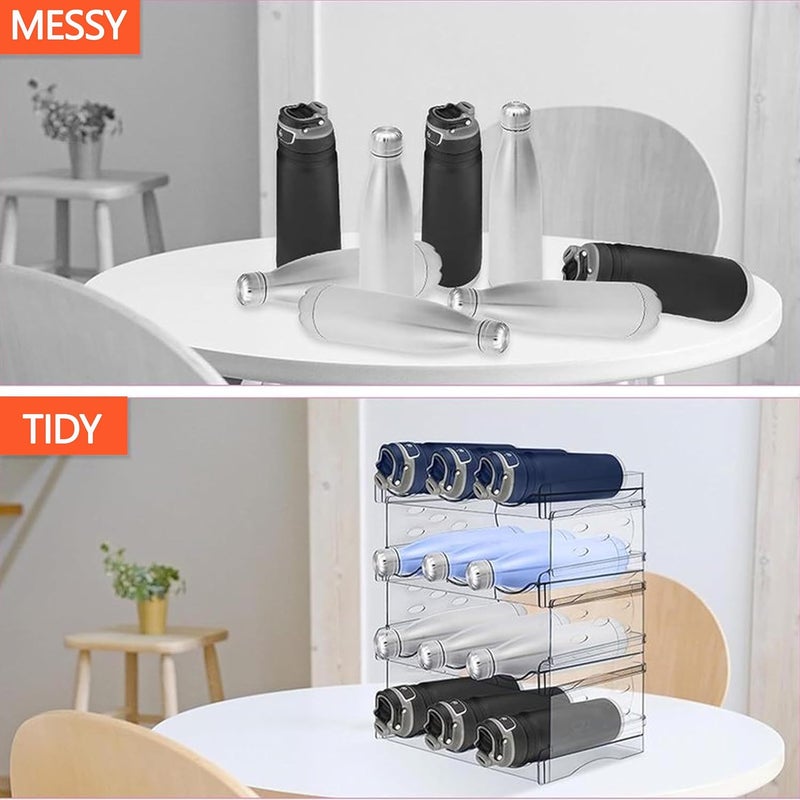 Baosia Stackable Wine Rack,Wine Bottle Holder for Inside Cabinet,for Pantry,Refrigerator,Countertop Organization-4 Tiers for 12 Bottles - Image 5